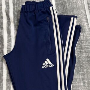 Adidas Kids Dark Blue Joggers with White Stripes